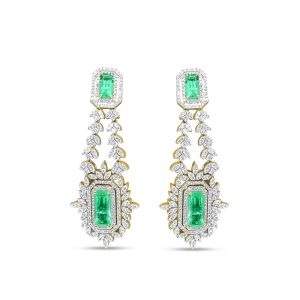 10.25 carat vivid green emerald earrings