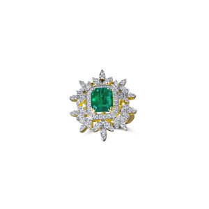 2.34 carat vivid green emerald ring