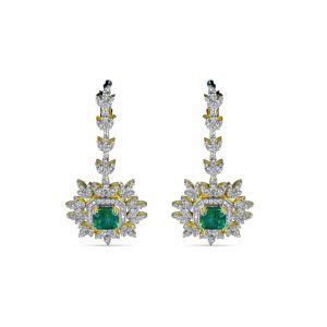 3.31 carat vivid green emerald earrings