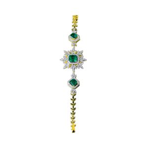 4.95 carat vivid green emerald bracelet