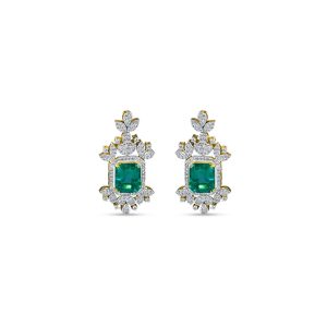 14.78 carat vivid green emerald earrings